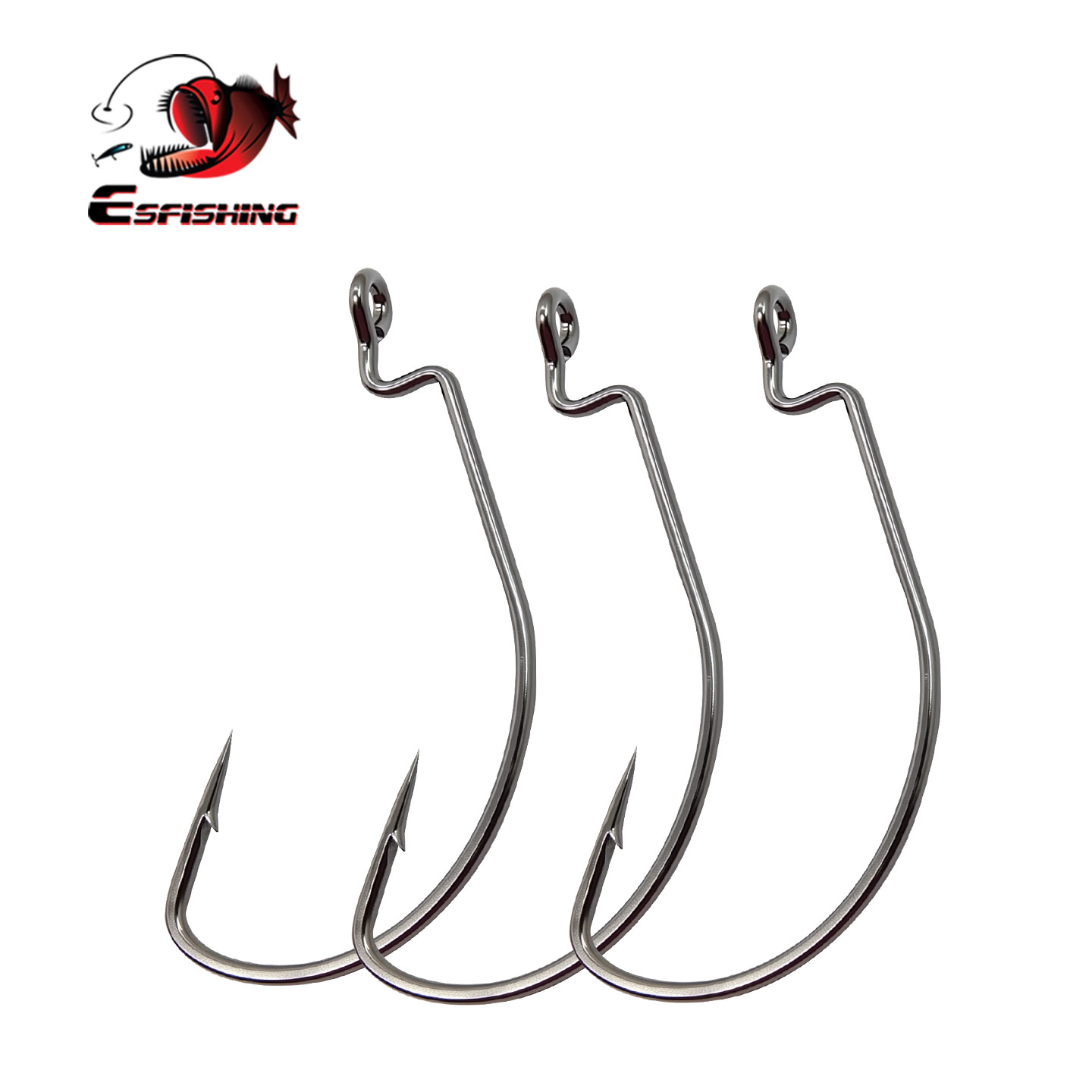 Fishing Hook Size - ESFISHING Offset Hook Carbon Steel Vissenhaken