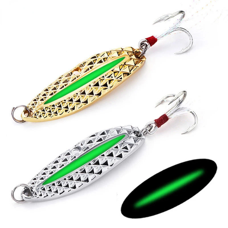 Fishing Hook Treble - 1PC Metalen Lichtgevende Spinner Lepel Vissen
