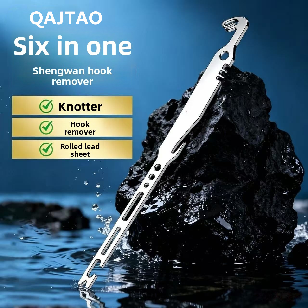 Fishing Hook Remover - QAJTAO 4-delige 6-in-1 roestvrijstalen vishaakverwijderaar, snel