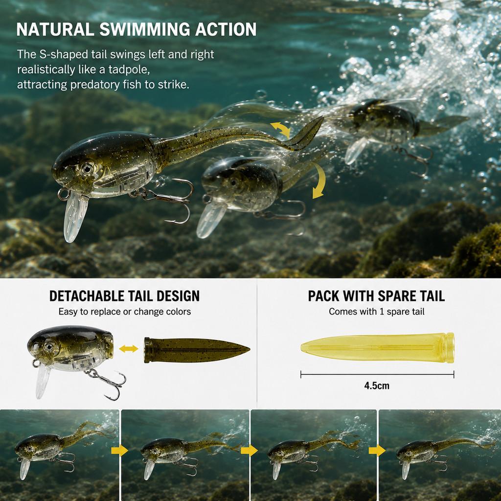1 stuks Tadpole Hard Bait Fish - Fishing Hook Treble recensie en prijs